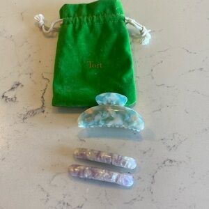 TORTware lavender resin clips + mermaid clouds resin “Toto” small claw